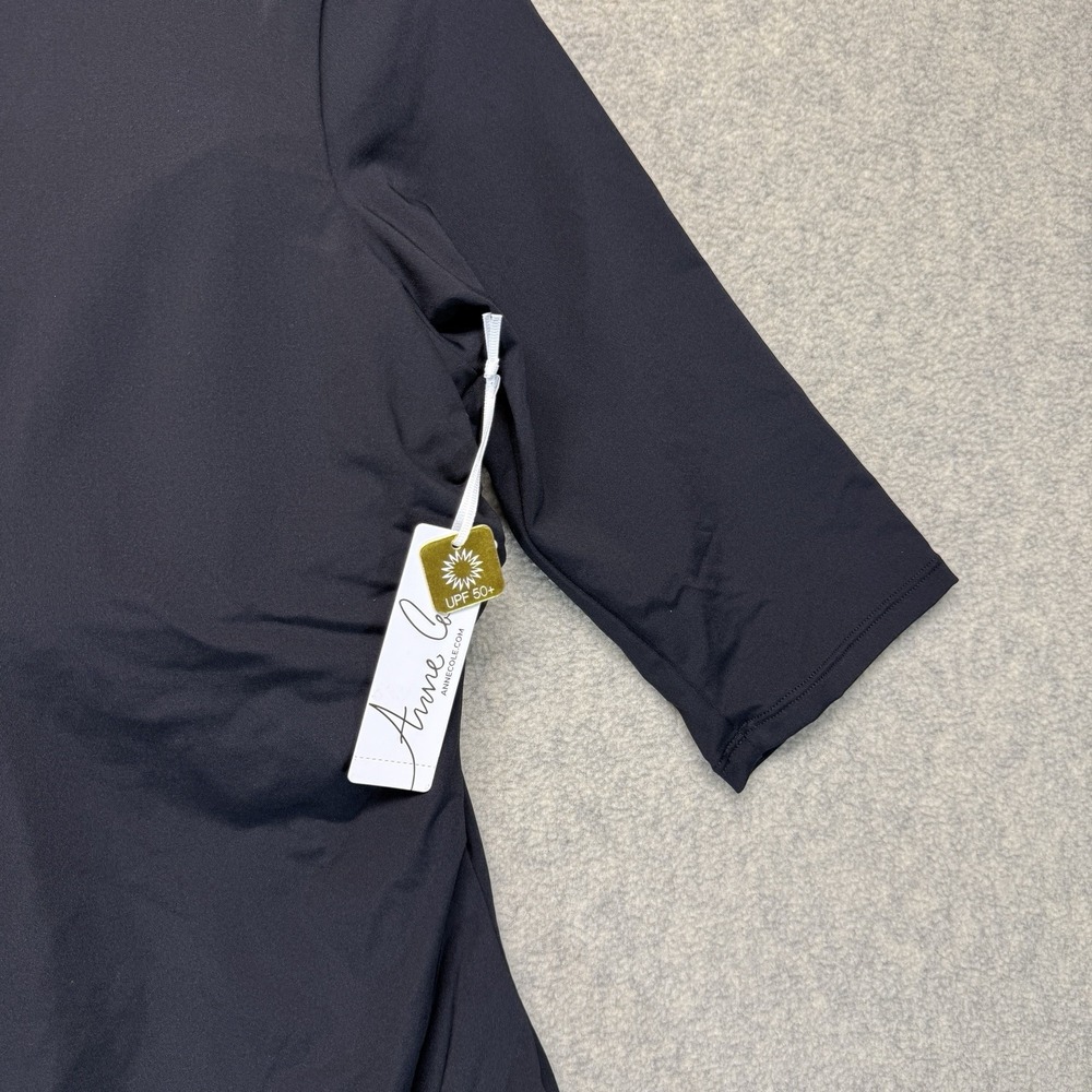 Anne Cole Womens One Piece Swimsuit Black Zip Front Rash Guard Size 12 NWT - Picture 3 of 9